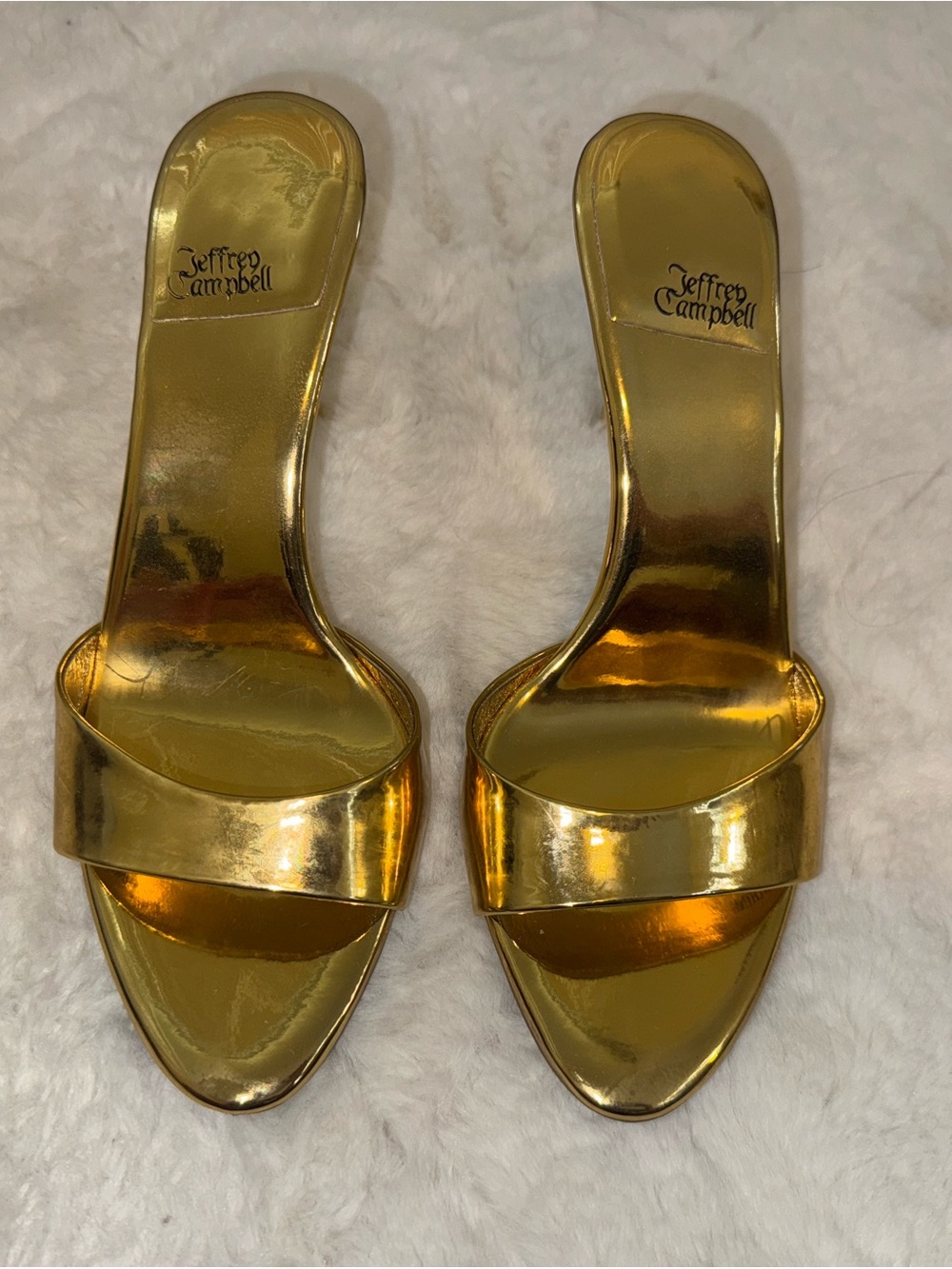 Jeffrey Campbell Gold mule heels